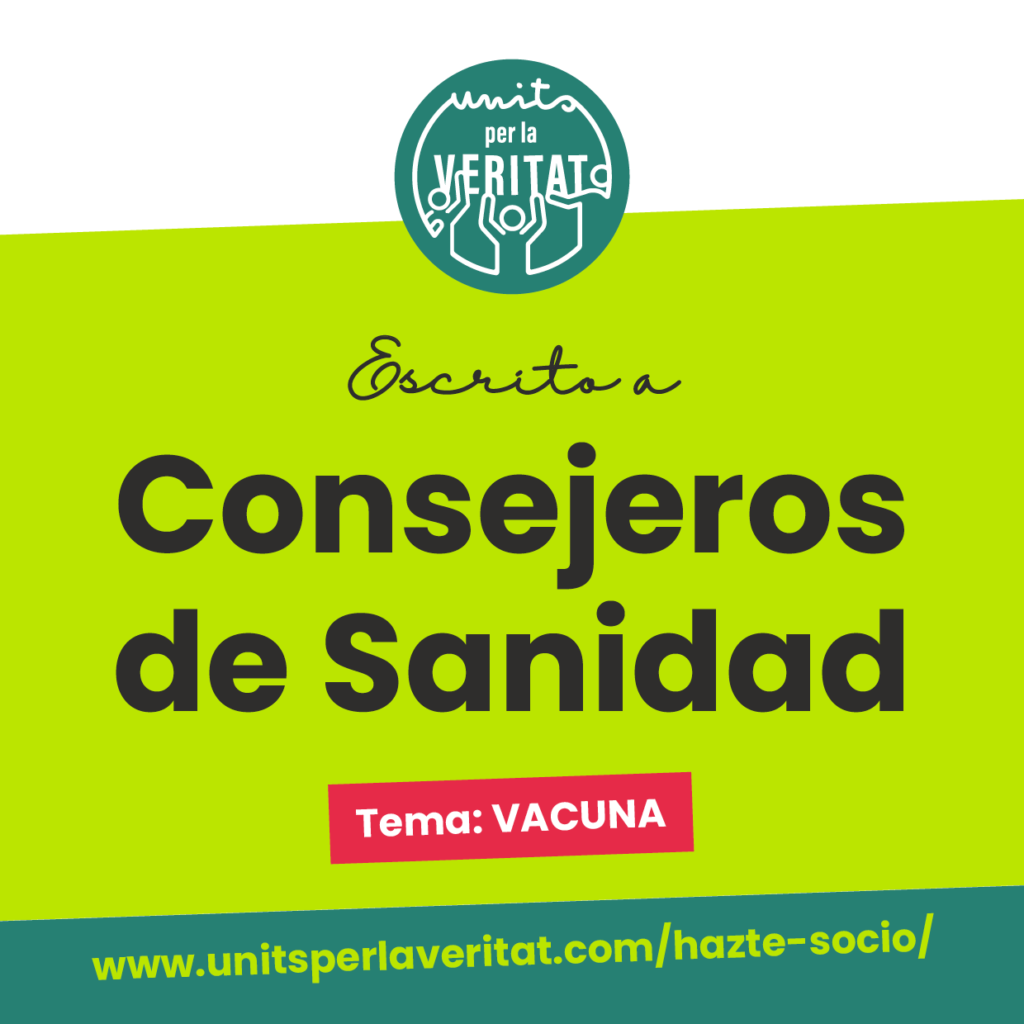 Units per la Veritat – Escrito a Consejeros de Sanidad